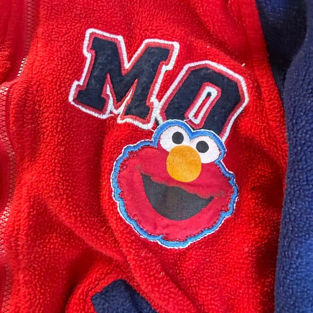 Vtg Sesame Street Elmo Toddler Boys 4T Fleece Varsity Jacket and Track Pants Set